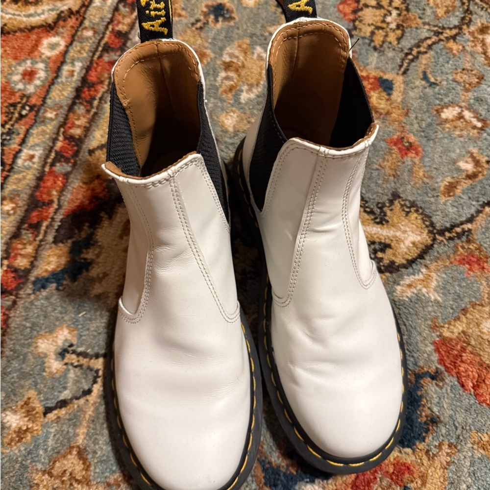 Dr. Martens White Leather Chelsea Boots